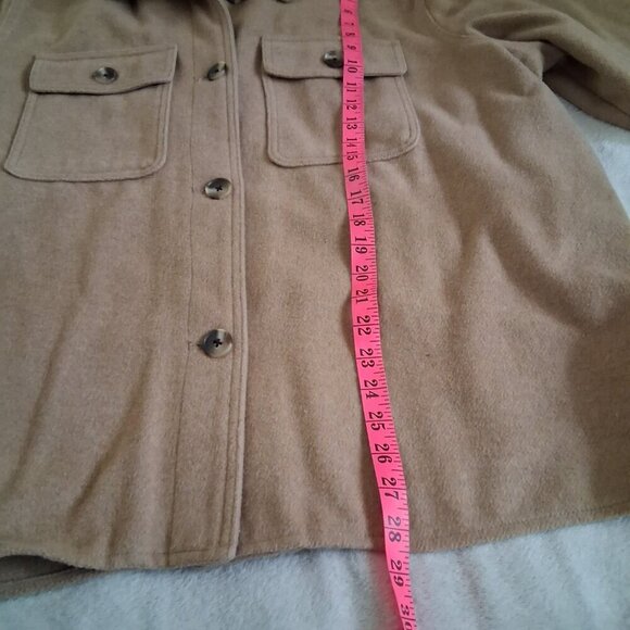 Old Navy Women's Size 2X Camel Soft-Brushed Wool Blend Utility Shacket - Picture 12 of 14